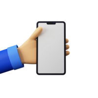 3D Render of Human Hand Holding Smart Phone. Blank Screen for your Product Advertisement or App Presentation. png