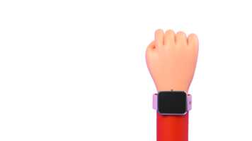 3D Render of Human Hand, Showing Smart Wrist Watch. Blank Screen for your Product Advertisement or App Presentation. png