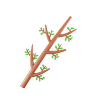 3D Render of Tree Branch Element In Green And Brown Color. png