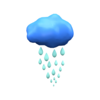 3d representación de lluvioso nube elemento en azul color. png
