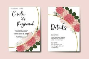Wedding invitation frame set, floral watercolor Digital hand drawn Dahlia Flower design Invitation Card Template vector