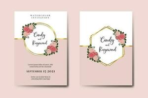 Wedding invitation frame set, floral watercolor Digital hand drawn Dahlia Flower design Invitation Card Template vector