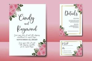 Boda invitación marco colocar, floral acuarela digital mano dibujado rosado dalia flor diseño invitación tarjeta modelo vector