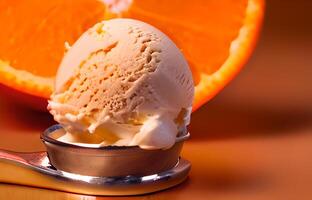 Orange ice cream. Summer orange sorbet stock photo