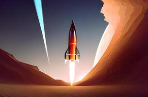 Space rocket takes off from a planet Photo