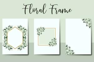 Wedding invitation frame set, floral watercolor Digital hand drawn White Lily Flower design Invitation Card Template vector