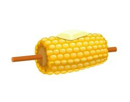 Cartoon sweet corn stick with butter and salt vector