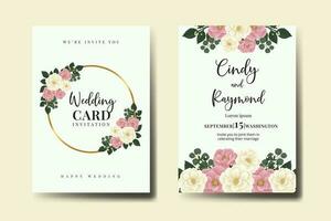 Wedding invitation frame set, floral watercolor Digital hand drawn Mini Rose Flower design Invitation Card Template vector