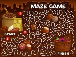 Labyrinth maze find ingredients of chocolate pie vector