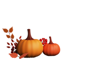 3d rendre de citrouilles, l'automne feuilles, baies pour Merci donnant Festival célébrations. png