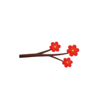 3D Render of Sakura Flower Stem Element In Red And Brown Color. png