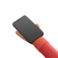 3D Render of Human Hand Holding Smart Phone. Blank Screen for your Product Advertisement or App Presentation. Design from Top View. png