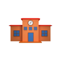 3D Rendering Retro Educational Building Icon In Orange Color. png