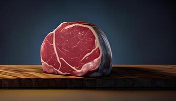 Fresh raw meat on board with steak beef spices dark background photo