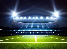 fútbol fútbol americano estadio con focos foto ai generado