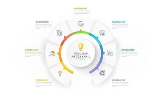 infografía modelo para negocio. 7 7 pasos moderno mapa mental diagrama con temas, presentación vector infografía.