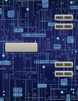 A vector illustration of a realistic blue digital circuit board