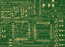 Printed Circuit Board Vector Background Green .