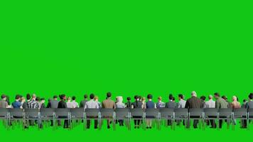 3d gens réunion dans arrière vue sur vert écran Contexte 3d animation. video