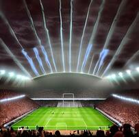 Soccer football stadium with spotlights photo