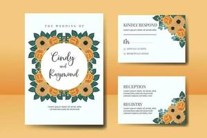 Boda invitación marco colocar, floral acuarela digital mano dibujado naranja Rosa y anémona flor diseño invitación tarjeta modelo vector