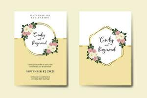 Wedding invitation frame set, floral watercolor Digital hand drawn Mini Rose Flower design Invitation Card Template vector