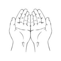 Orando mano símbolo contorno vector