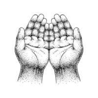 Hand Drawn Praying Hand Symbol vector