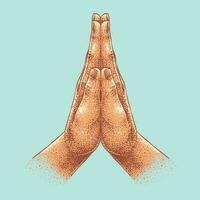 Praying Hands drawing in Pointilism Technique vector