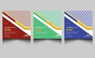 Abstract creative clean modern professional corporate fitness gym sports square web banner business social media post template design. vector