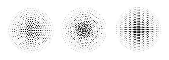 Halftone dotted gradient circle. Half tone effect circular dotted background. Point round texture shape. Vector illustration isolated on the white background