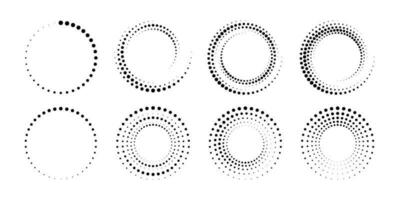 Dotted gradient circle. Halftone effect circular dotted frame. Progress round loader. Half tone circle. Vector illustration isolated on the white background