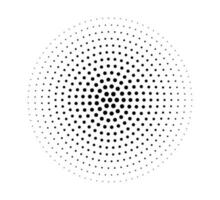 Halftone dotted gradient circle. Half tone effect circular dotted background. Point round texture shape. Vector illustration isolated on the white background