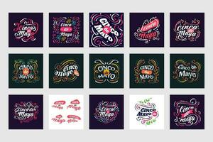 Set of Cinco de Mayo Lettering. Usable for Poster, Banner, Sticker, Label, Card, and T Shirt Designs vector