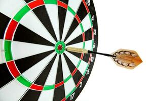 Bulls eye target with dart photo