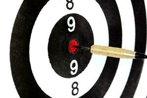 Bulls eye target with dart photo