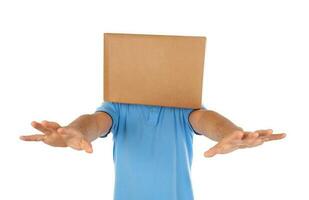 Man blinded by the box to put on his head photo