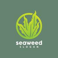 Seaweed Logo, Underwater Plant Vector, Simple Leaf Design, Illustration Template Symbol Icon vector