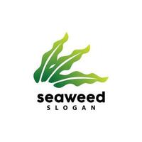 Seaweed Logo, Underwater Plant Vector, Simple Leaf Design, Illustration Template Symbol Icon vector