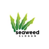 Seaweed Logo, Underwater Plant Vector, Simple Leaf Design, Illustration Template Symbol Icon vector