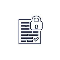 document protection and data security line icon vector