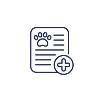 pet medical report or record line icon vector