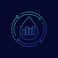 water level line icon with a graph and a drop vector