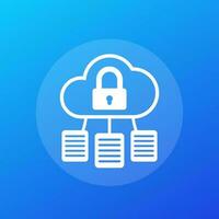 documento proteccion en nube icono, vector