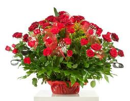 Basket with fifty red roses photo