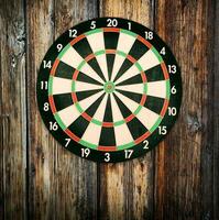 Red bullseye on a dartboard photo
