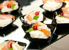 Finger food with smoked salmon photo