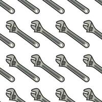 Seamless pattern with a wrench and a hand drawn wrench vector