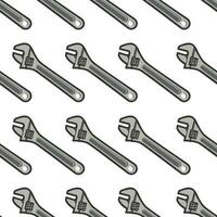 Seamless pattern with a wrench and a hand drawn wrench vector