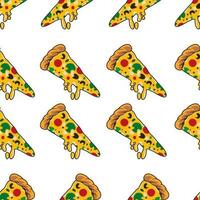 Seamless pattern with a slice of pizza vector